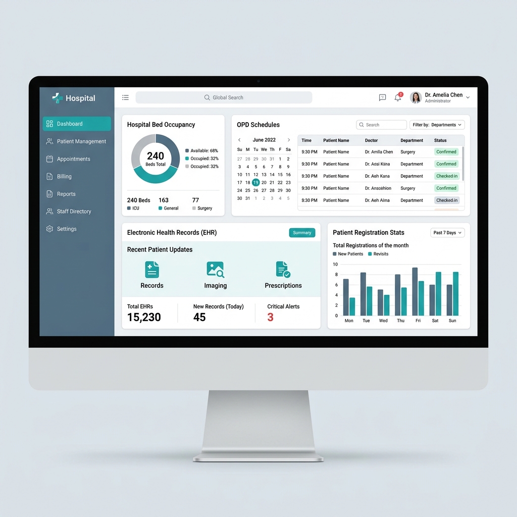 Healthcare Management System Interface Showcase